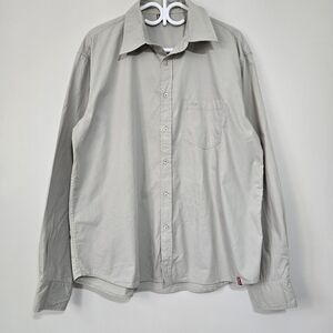 Vintage 90's Men's Levi's Red Tab Khaki/Tan Cotton Button-Down Shirt L